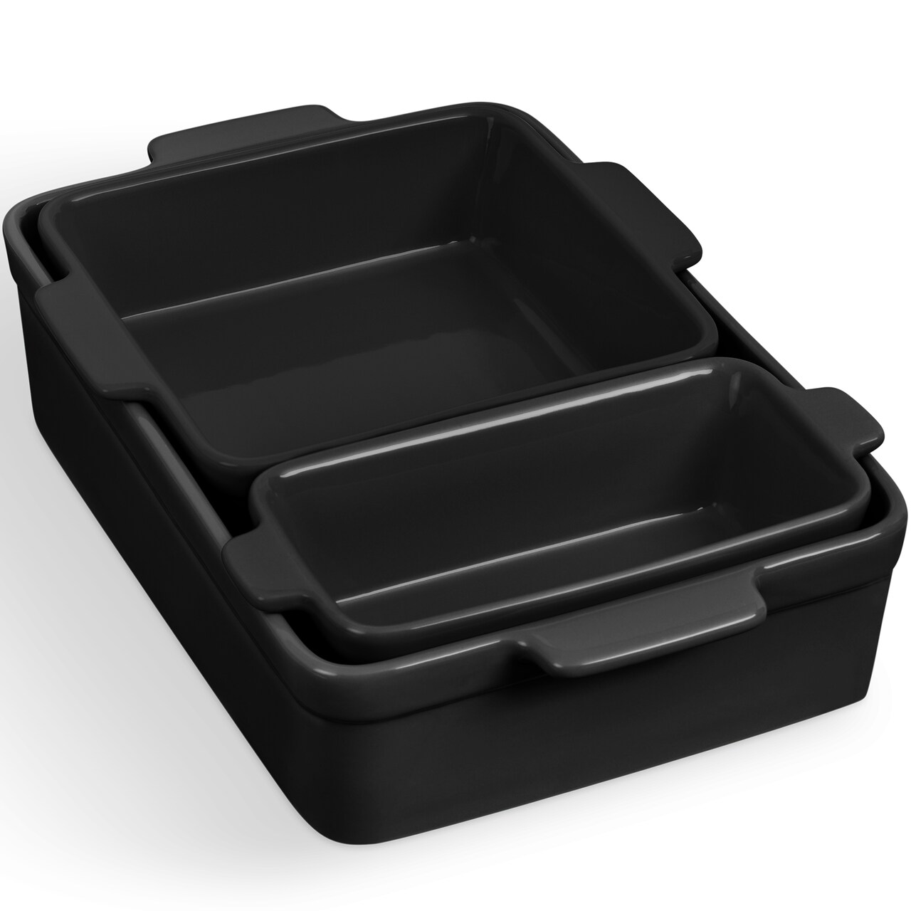 Best Choice Products Ceramic Bakeware Set of 3 Casserole, Loaf, and Square Dishes w/ Handles